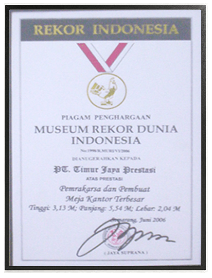 sertifikat_MURI Award The BIGGEST OFFICE DESK sertifikat_MURI Award The BIGGEST OFFICE DESK