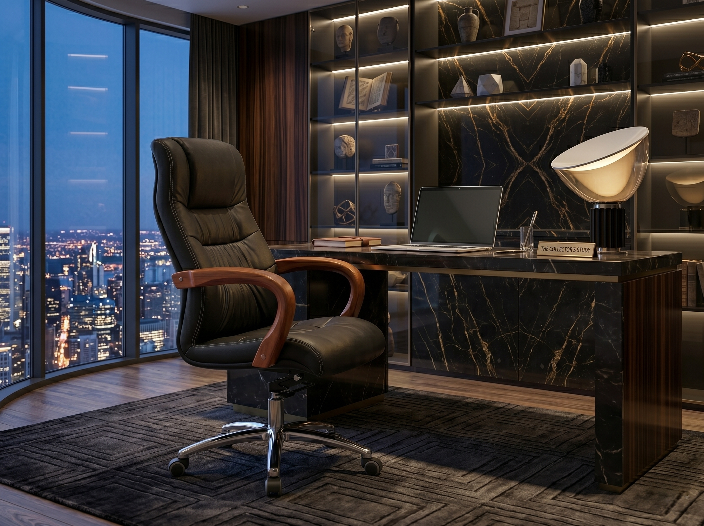 Venezia: Elegant Office Chair with Wood Armrest